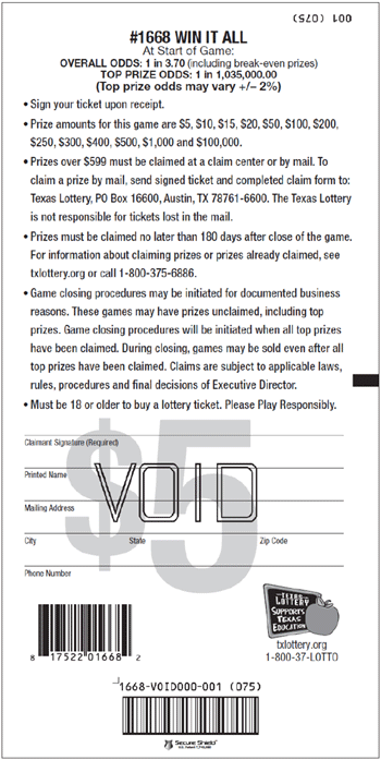 Image of Back of Win It All Ticket