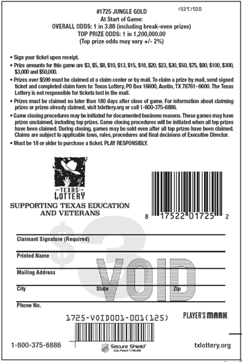Image of Back of Jungle Gold Ticket