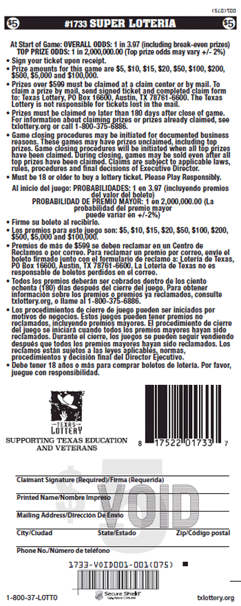 Image of Back of Super Loteria Ticket