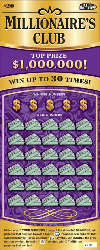 Image of Front of Millionaire's Club Ticket