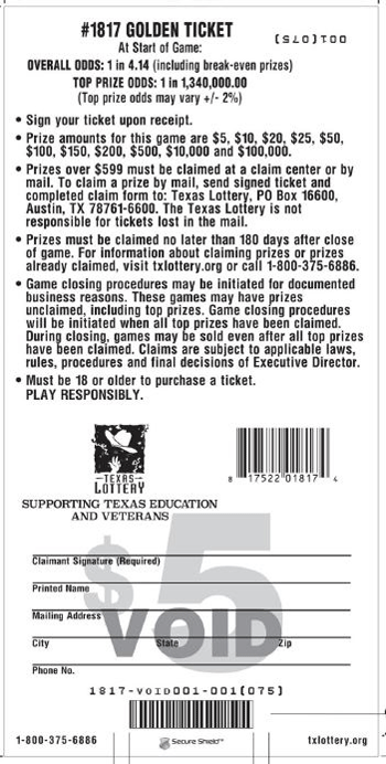 Image of Back of Golden Ticket Ticket