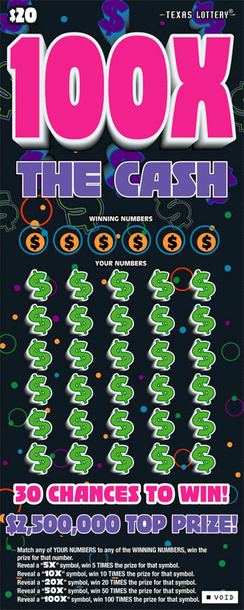 Image of Front of 100X The Cash Ticket