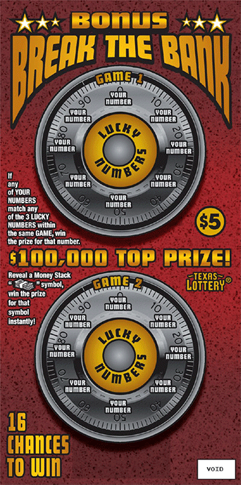 Image of Front of Bonus Break the Bank Ticket