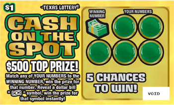 Image of Front of Cash On The Spot Ticket