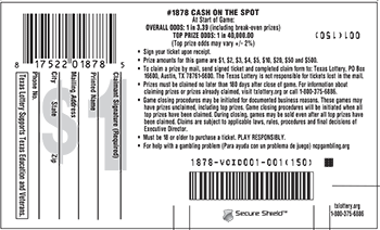 Image of Back of Cash On The Spot Ticket