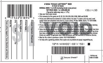 Image of Back of Texas Lottery&reg; Red Ticket
