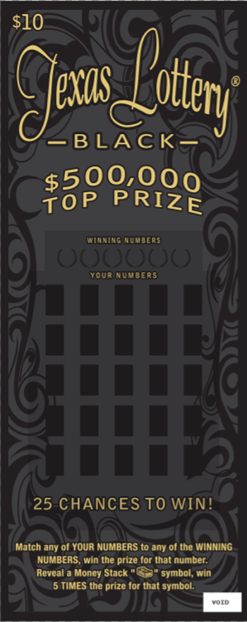 Image of Front of Texas Lottery® Black Ticket