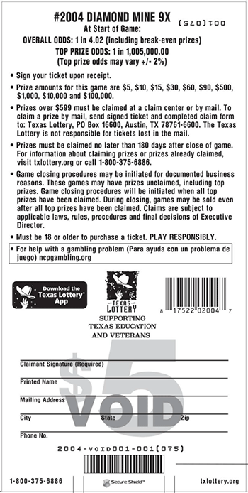 Image of Back of Diamond Mine 9X Ticket