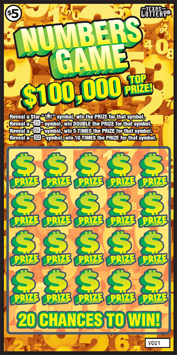 Image of Front of Numbers Game Ticket