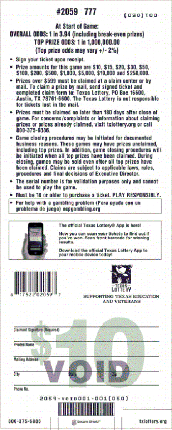 Image of Back of 777 Ticket