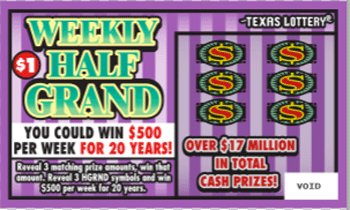 Image of Front of Weekly Half Grand Ticket