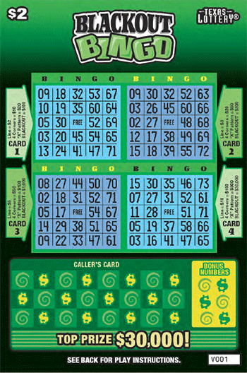 Image of Front of Blackout Bingo Ticket