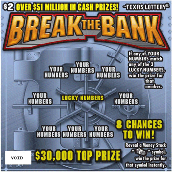 Image of Front of Break the Bank Ticket