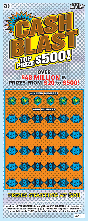 Image of Front of Cash Blast Ticket