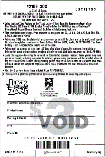 Image of Back of 30X Ticket
