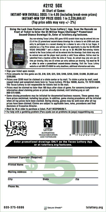 Image of Back of 50X Ticket