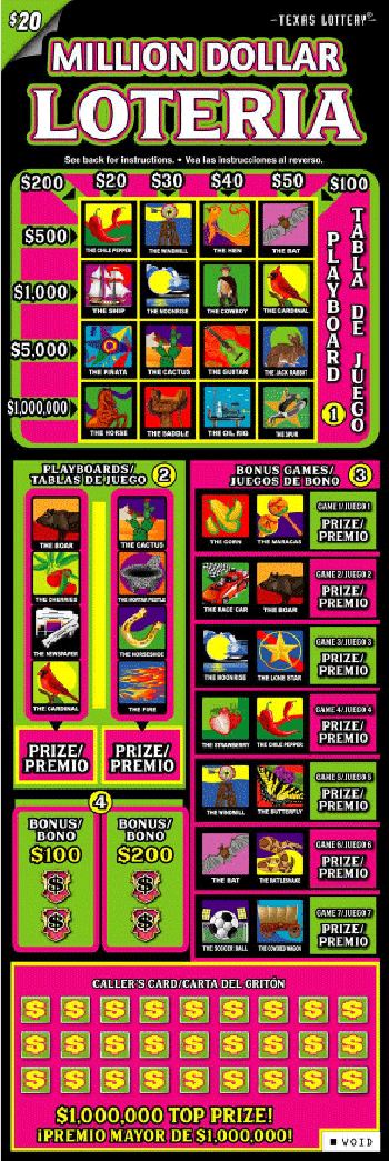 Image of Front of Million Dollar Loteria Ticket
