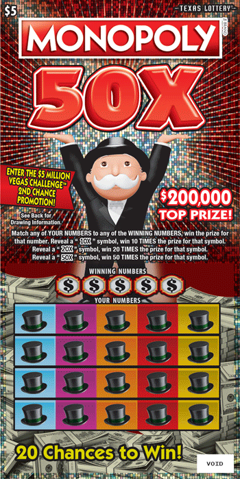 Image of Front of Monopoly&trade; 50X Ticket