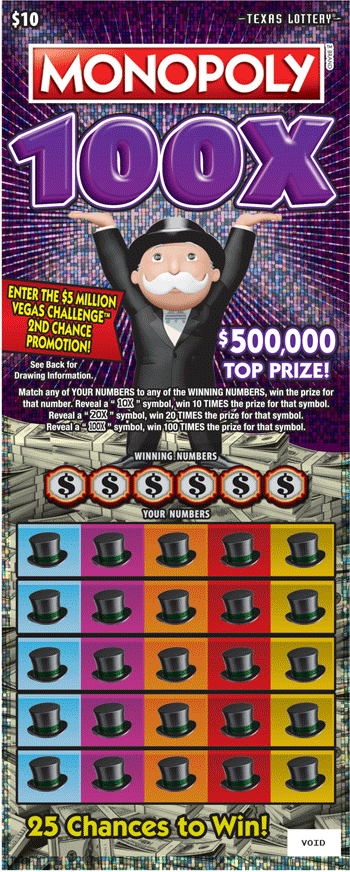 Image of Front of Monopoly&trade; 100X Ticket