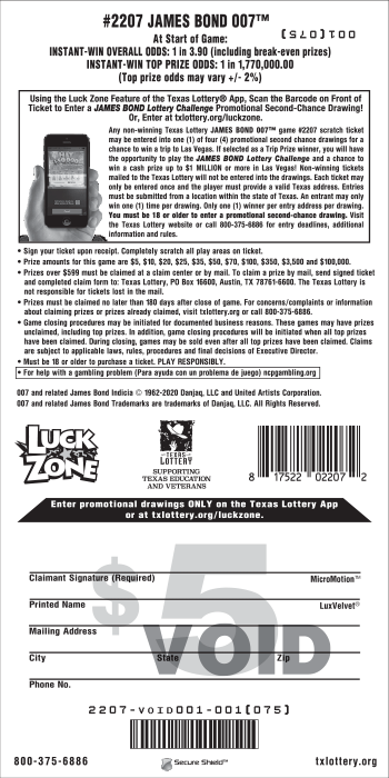 Image of Back of James Bond 007&trade; Ticket