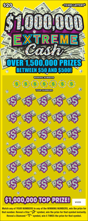 Image of Front of $1,000,000 Extreme Cash Ticket
