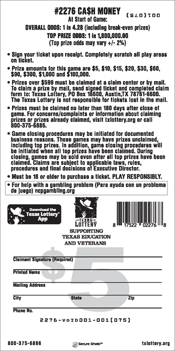 Image of Back of Ca$h Money Ticket