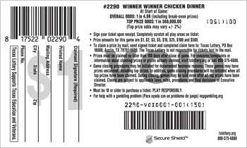 Image of Back of Winner Winner Chicken Dinner Ticket
