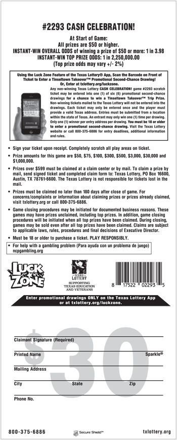 Image of Back of Cash Celebration! Ticket