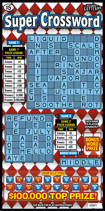 Image of Front of Super Crossword Ticket