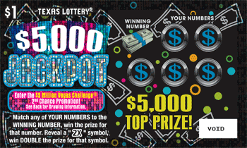 Image of Front of $5,000 Jackpot Ticket