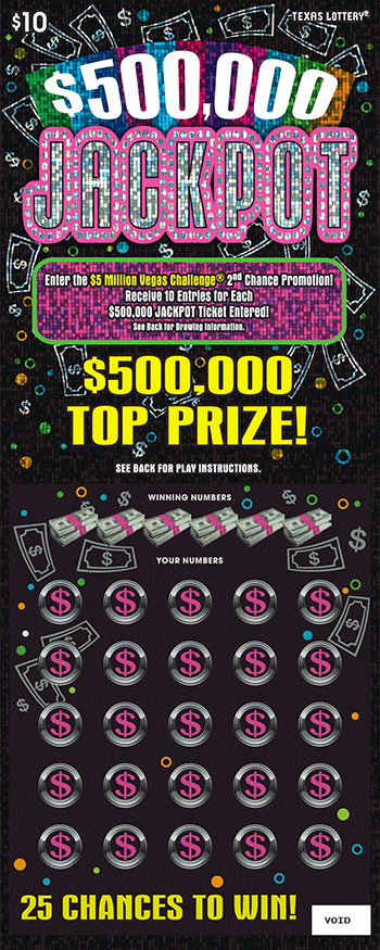Image of Front of $500,000 Jackpot Ticket