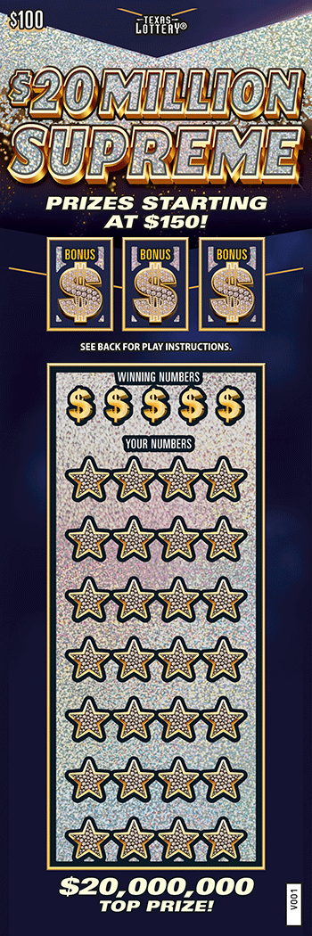 Image of Front of $20 Million Supreme Ticket
