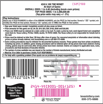 Image of Back of 10X The Money Ticket