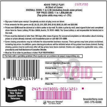 Image of Back of Triple Play! Ticket