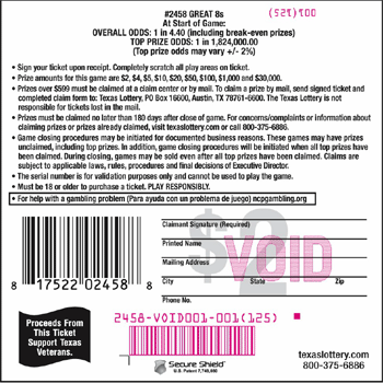 Image of Back of Great 8s Ticket