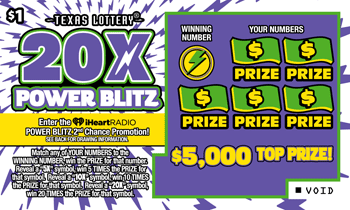 Image of Front of 20X Power Blitz Ticket