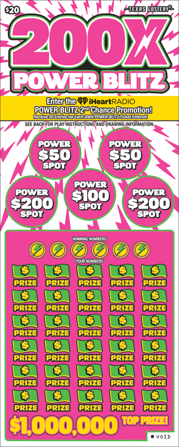 Image of Front of 200X Power Blitz Ticket