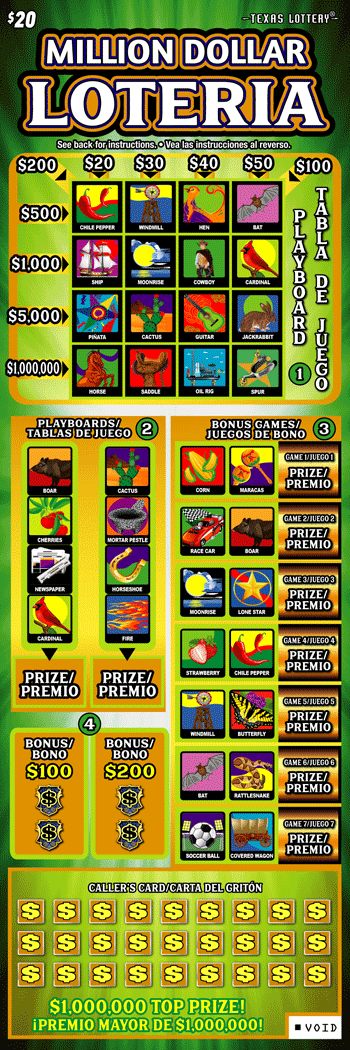 Image of Front of Million Dollar Loteria Ticket