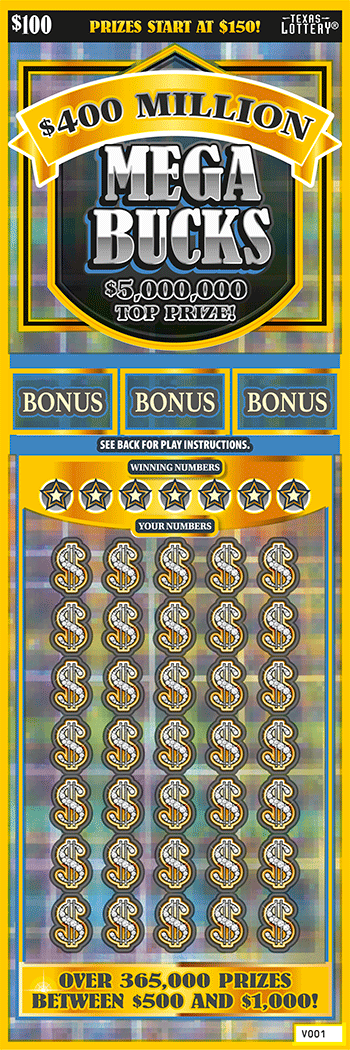 Image of Front of $400 Million Mega Bucks Ticket