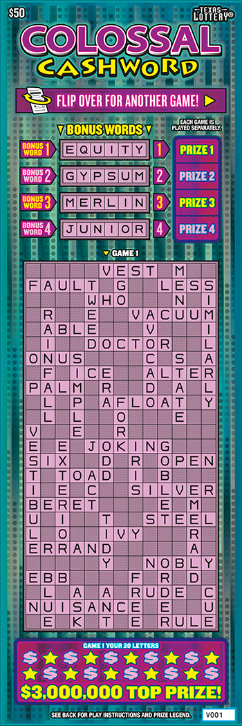 Image of Front of Colossal Cashword Ticket