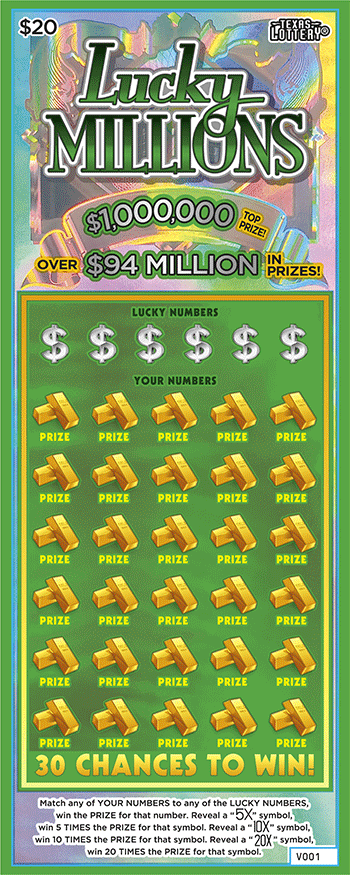 Image of Front of Lucky Millions Ticket