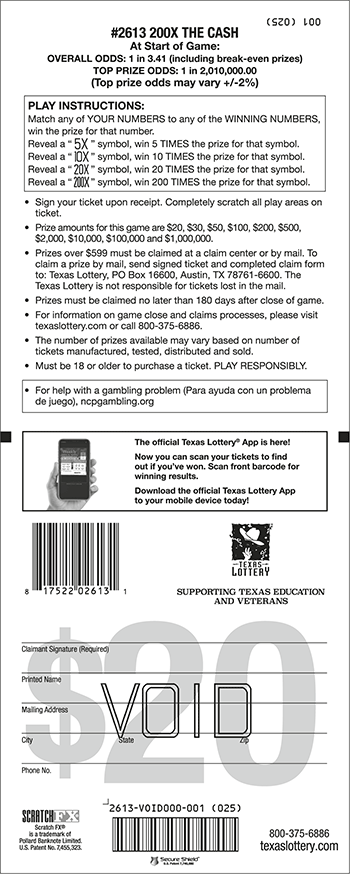 Image of Back of 200X The Cash Ticket