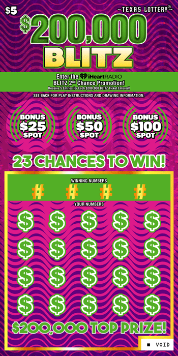 Image of Front of $200,000 Blitz Ticket