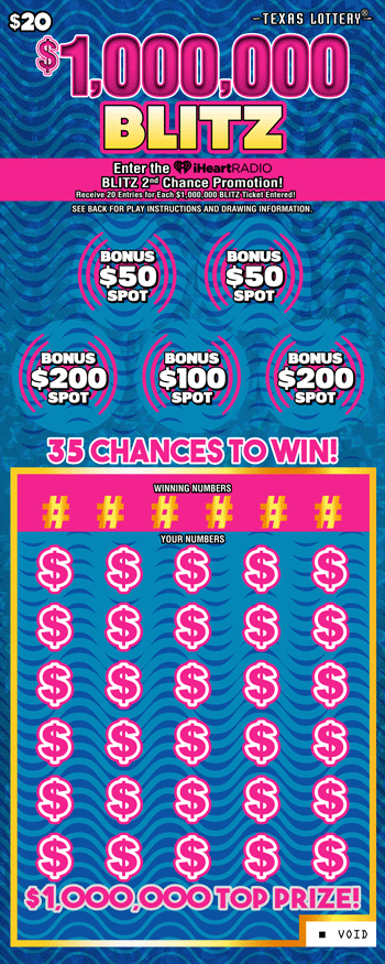 Image of Front of $1,000,000 Blitz Ticket