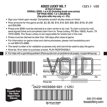 Image of Back of Lucky No. 7 Ticket