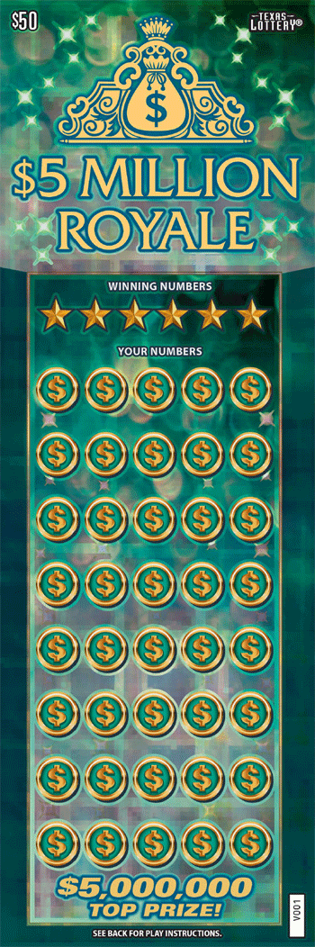 Image of Front of $5 Million Royale Ticket