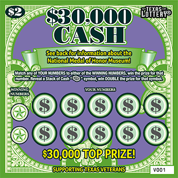 Image of Front of $30,000 Cash Ticket