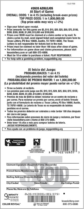 Image of Back of Azulejos Ticket