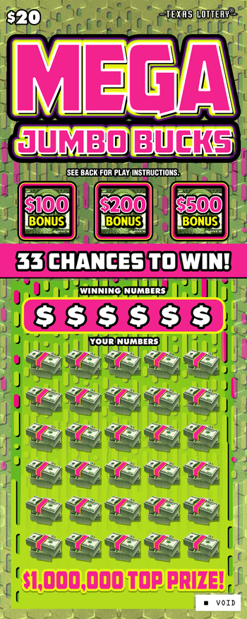 Image of Front of Mega Jumbo Bucks Ticket