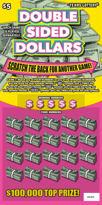 Image of Front of Double Sided Dollars Ticket